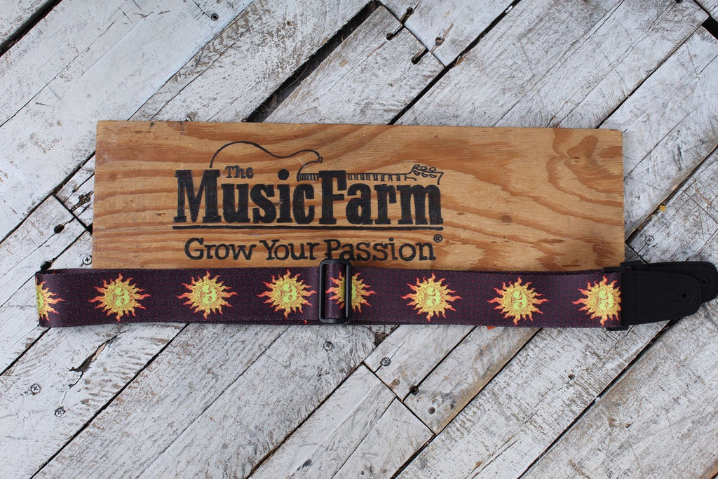 Henry Heller 2 Inch Artist Series Sublimation Guitar Strap New Age Sun Design Brown