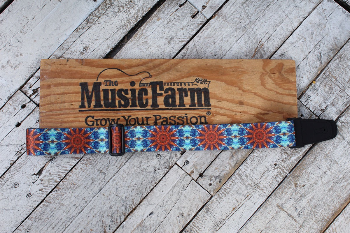 Henry Heller 2" Artist Series Sublimation Strap - Blue & Orange Kaleidoscope Design