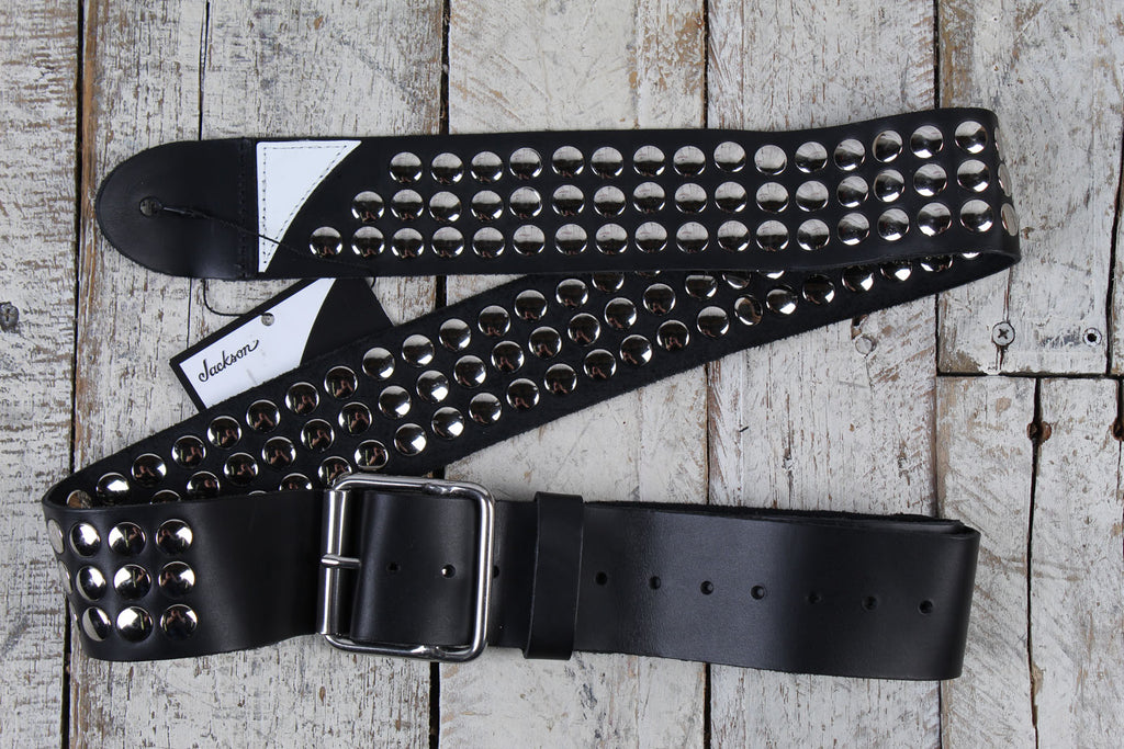 Jackson Stud Leather Strap 2.5 Inch Leather Guitar Strap Black