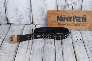 Levys PM28-2B-BLK Rebel Series Genuine Leather Guitar Strap Adjustable 49 to 59
