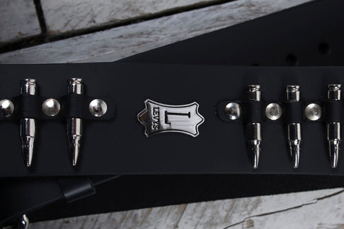 Levys PM28-2B-BLK Rebel Series Genuine Leather Guitar Strap Adjustable 49 to 59