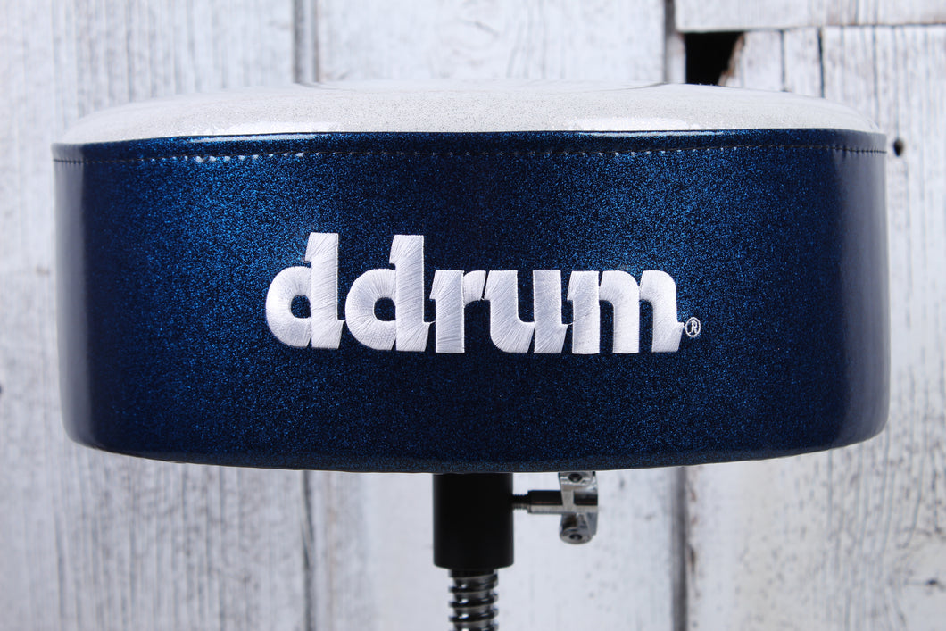 ddrum Mercury Fat Double Braced Drum Throne White and Blue Sparkle MFAT WB