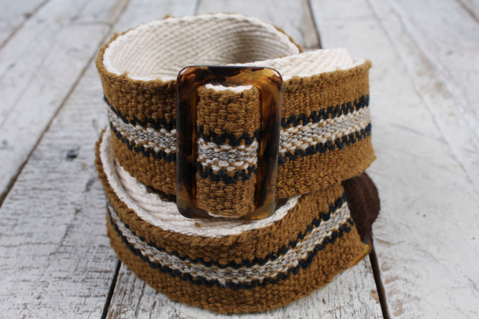 Henry Heller 2" Picador Series Handwoven Organic Fabric Strap - Tan Multi Stripe