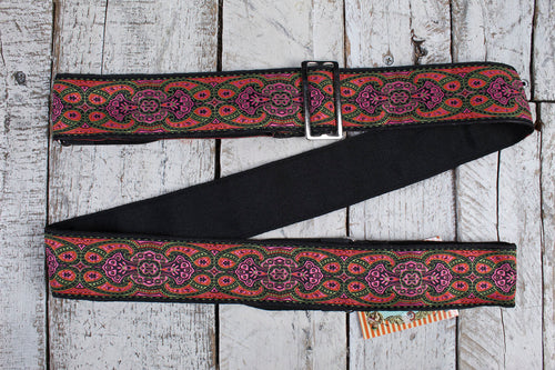 Henry Heller 2 Inch Woven Jacquard Guitar  Strap with Tri Glide & Nylon Backing Multi-Color
