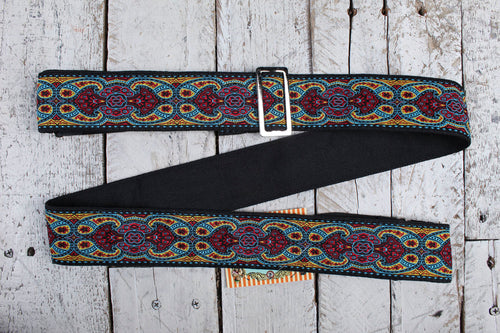 Henry Heller 2 Inch Woven Jacquard Guitar Strap with Tri Glide & Nylon Backing Multi-Color