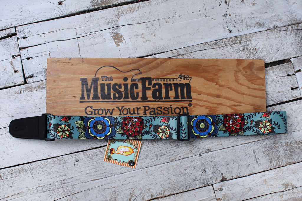 Henry Heller 2" Artist Series Sublimation Strap - Mandala Flower Design, Light Blue
