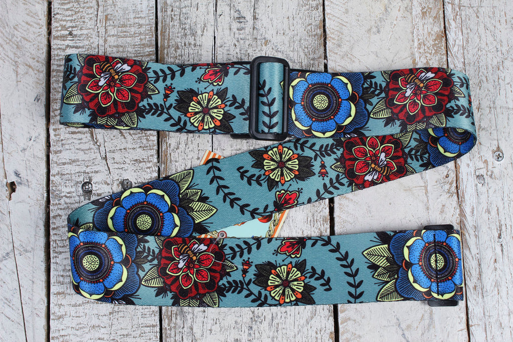 Henry Heller 2" Artist Series Sublimation Strap - Mandala Flower Design, Light Blue