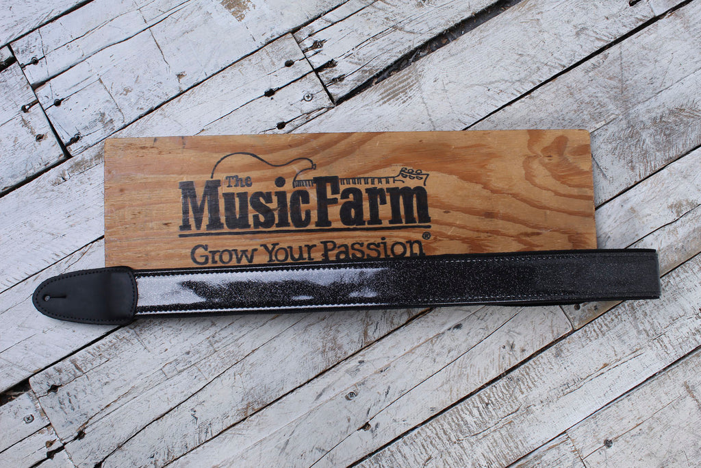 Henry Heller 2" Black Sparkle Vinyl Strap w/Leather Ends
