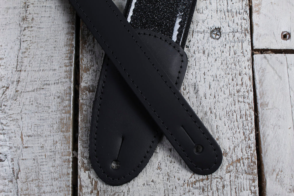 Henry Heller 2" Black Sparkle Vinyl Strap w/Leather Ends