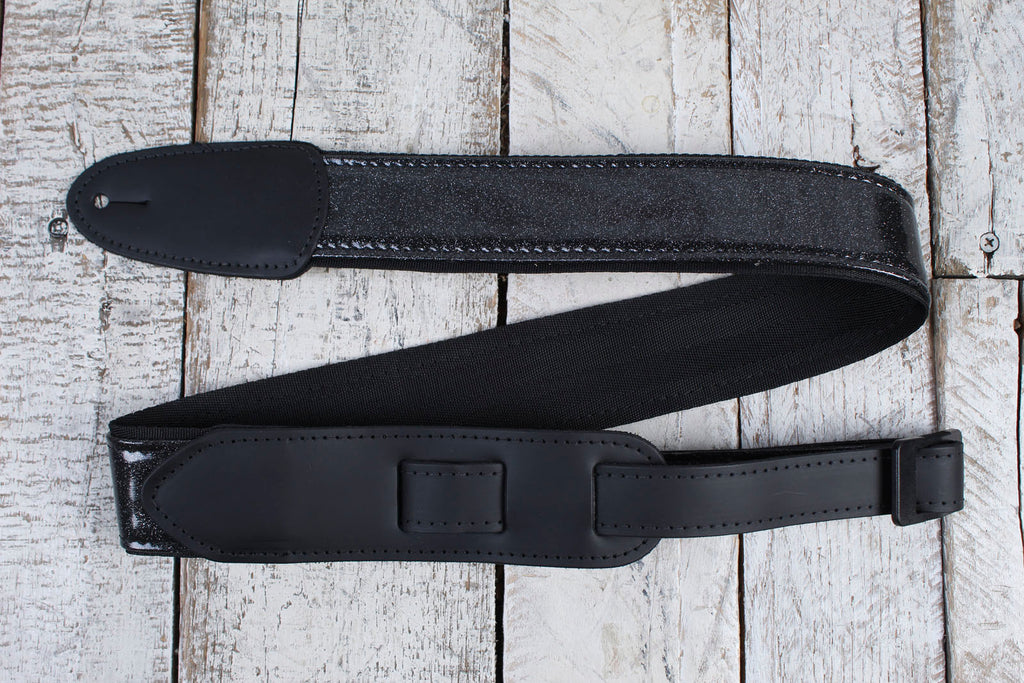 Henry Heller 2" Black Sparkle Vinyl Strap w/Leather Ends