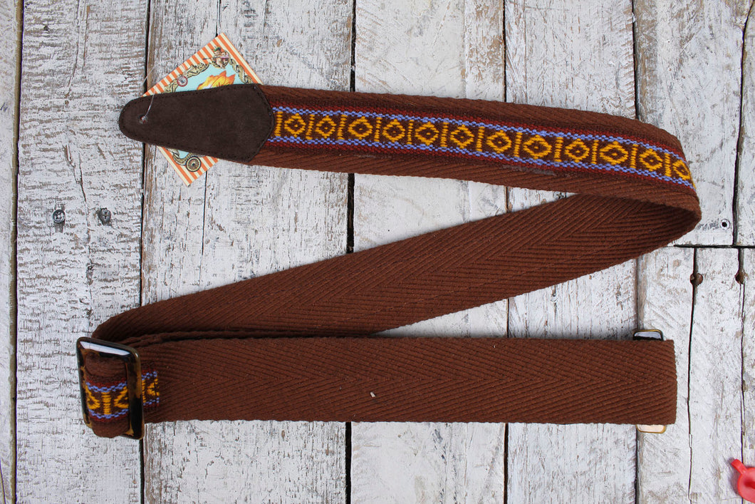 Henry Heller Original Tort-O Triglide Guitar Strap Brown/Tan/Blue