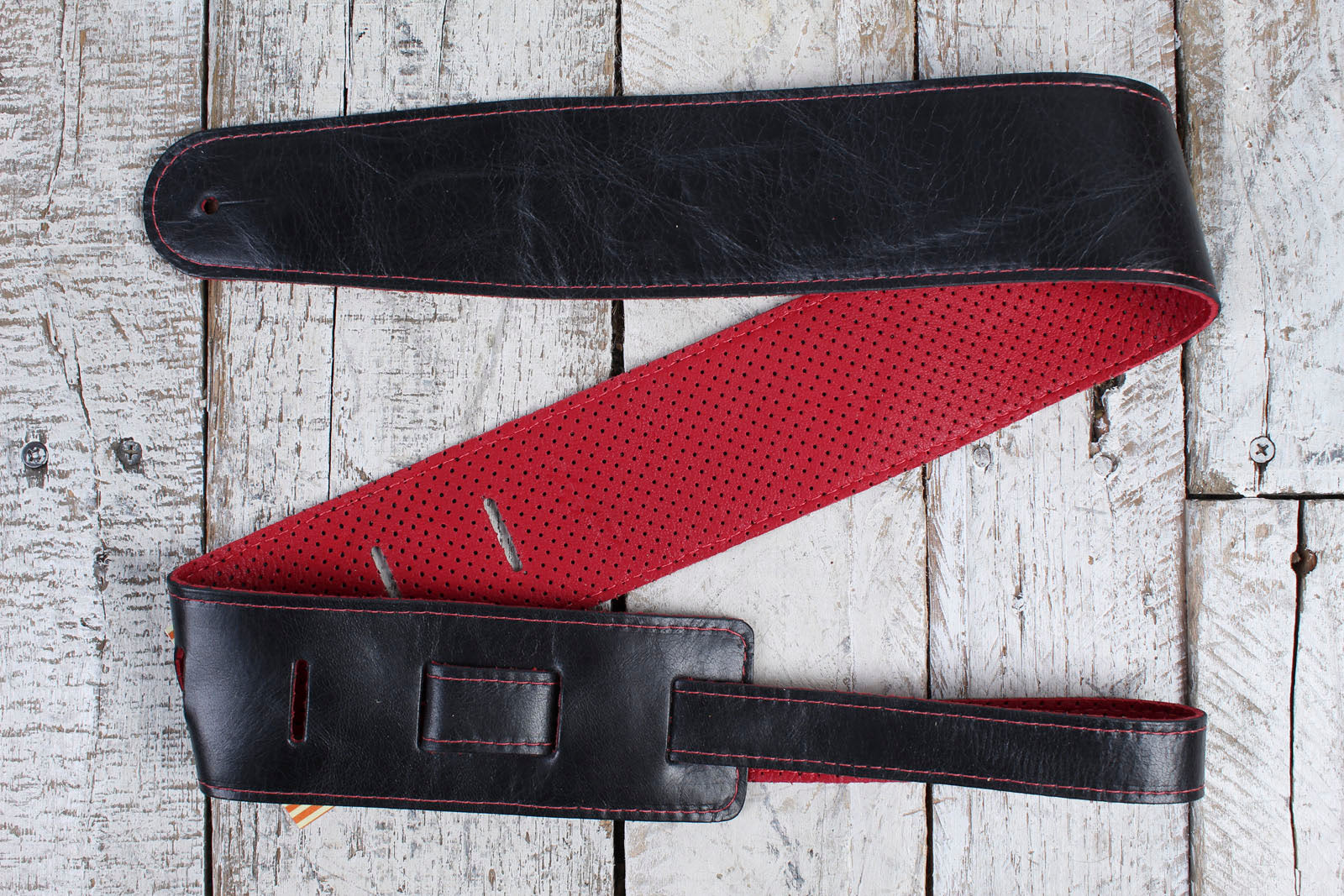 Henry Heller 2.5" Premium Amalfi Leather Strap - Red & Black