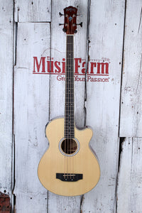 Washburn AB5 4 String Cutaway Acoustic Electric Bass Guitar Natural with Gig Bag