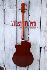Washburn AB5 4 String Cutaway Acoustic Electric Bass Guitar Natural with Gig Bag