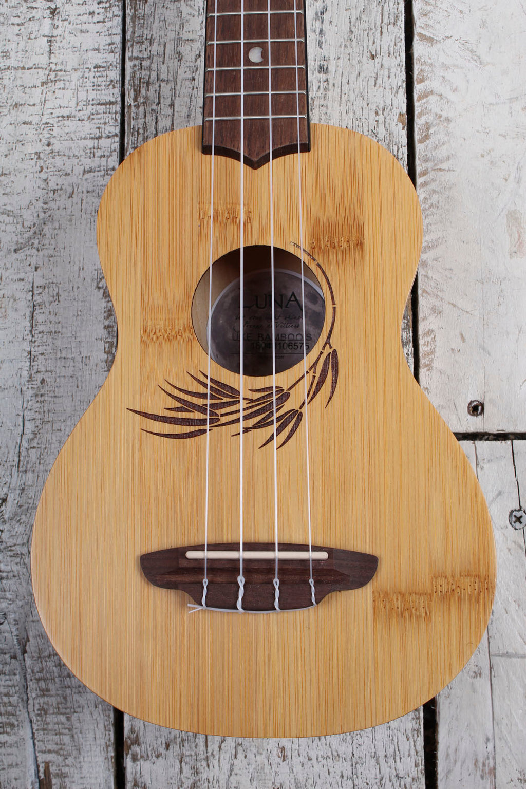 Luna Bamboo Soprano Ukulele Satin Natural Finish UKE BAMBOO S with Gig Bag