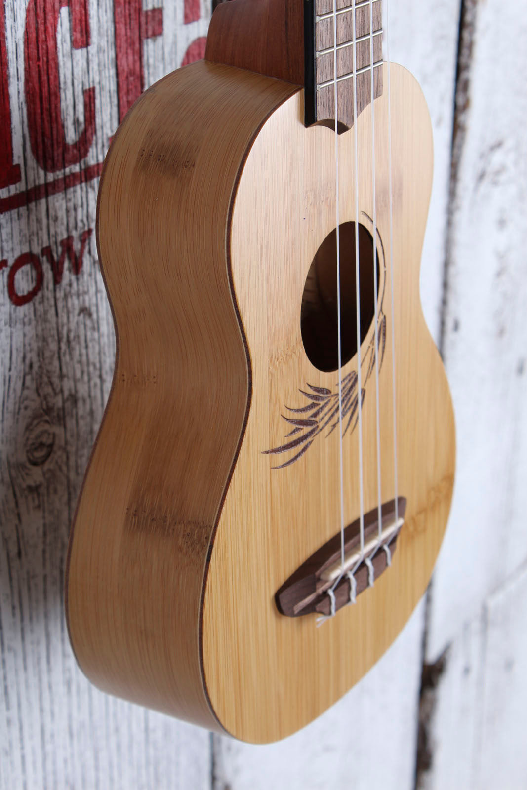 Luna Bamboo Soprano Ukulele Satin Natural Finish UKE BAMBOO S with Gig Bag