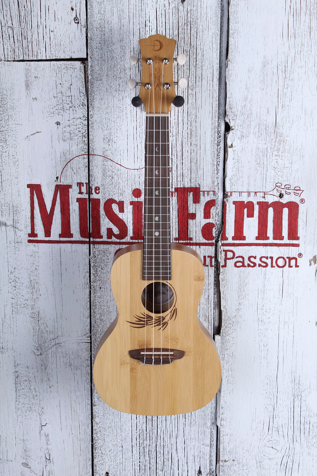 Luna Bamboo Concert Ukulele Walnut FB Satin Natural UKE BAMBOO C with Gig Bag
