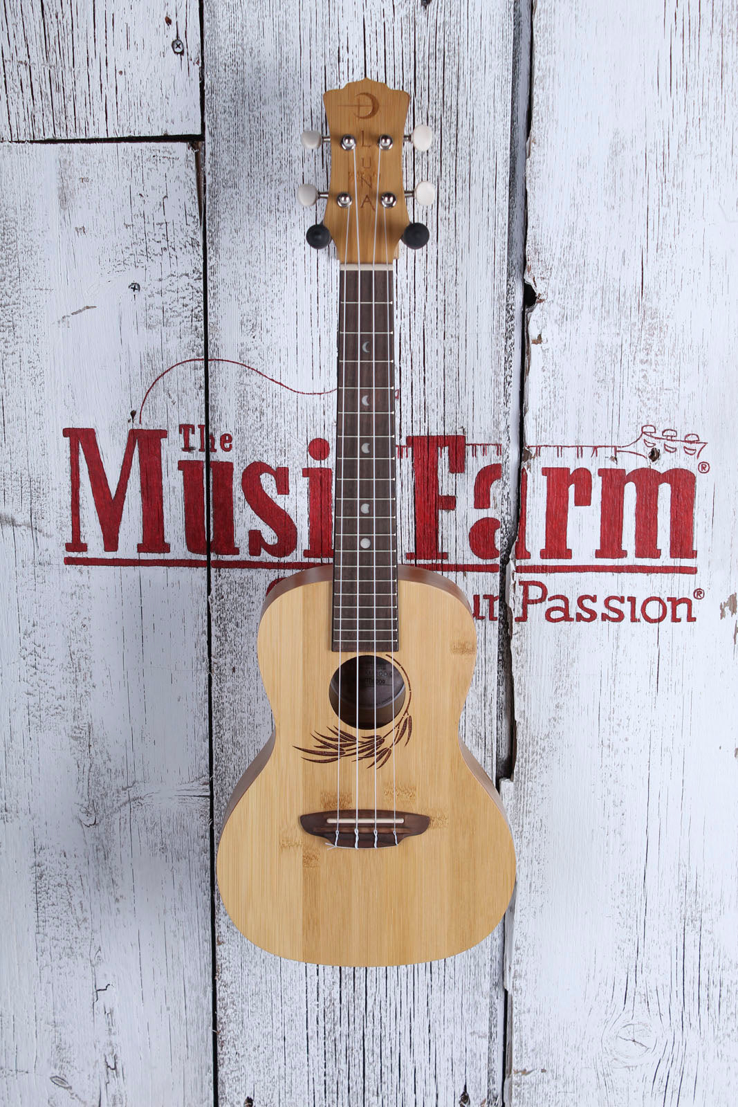 Luna Bamboo Concert Ukulele Walnut FB Satin Natural UKE BAMBOO C with Gig Bag