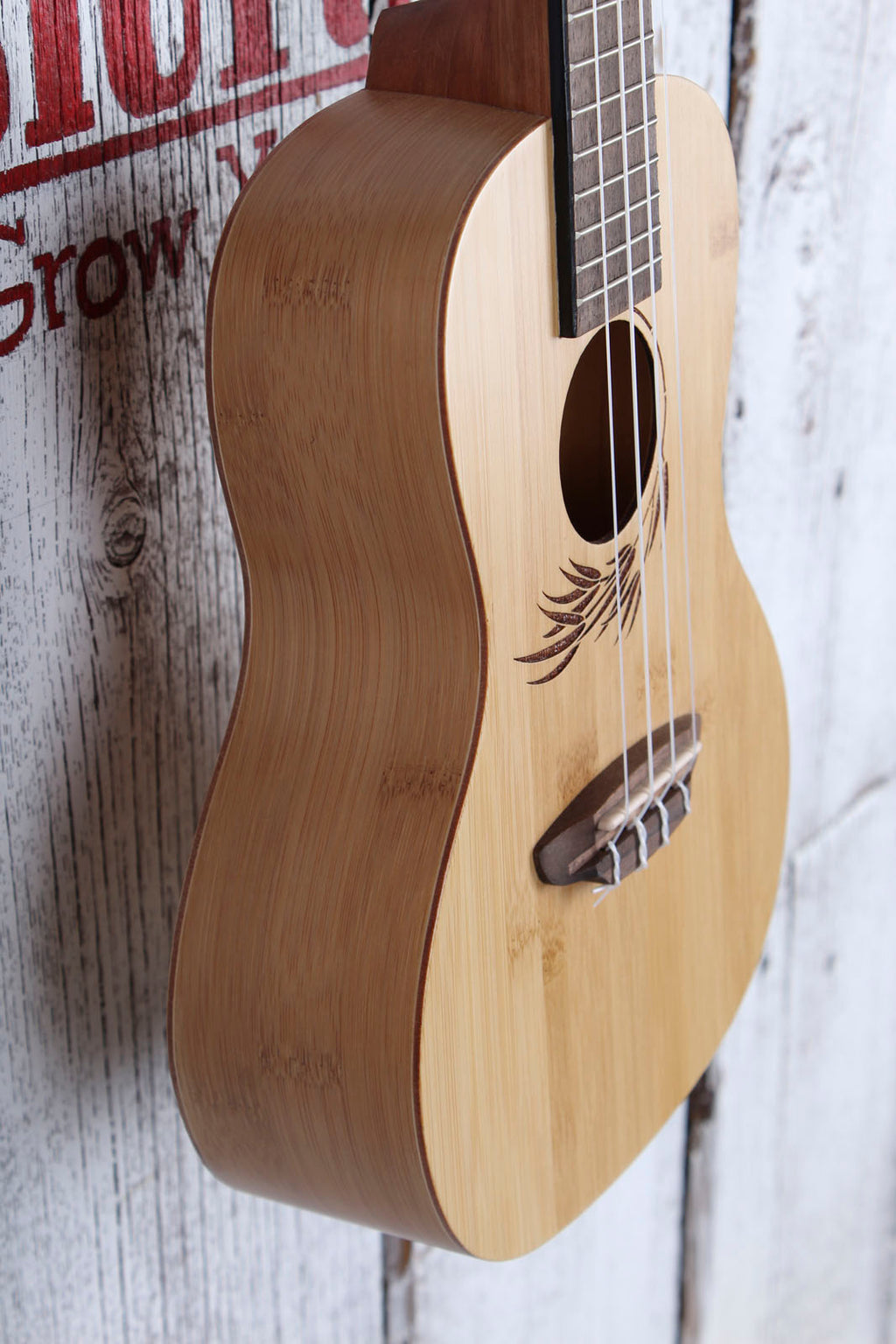 Luna Bamboo Concert Ukulele Walnut FB Satin Natural UKE BAMBOO C with Gig Bag