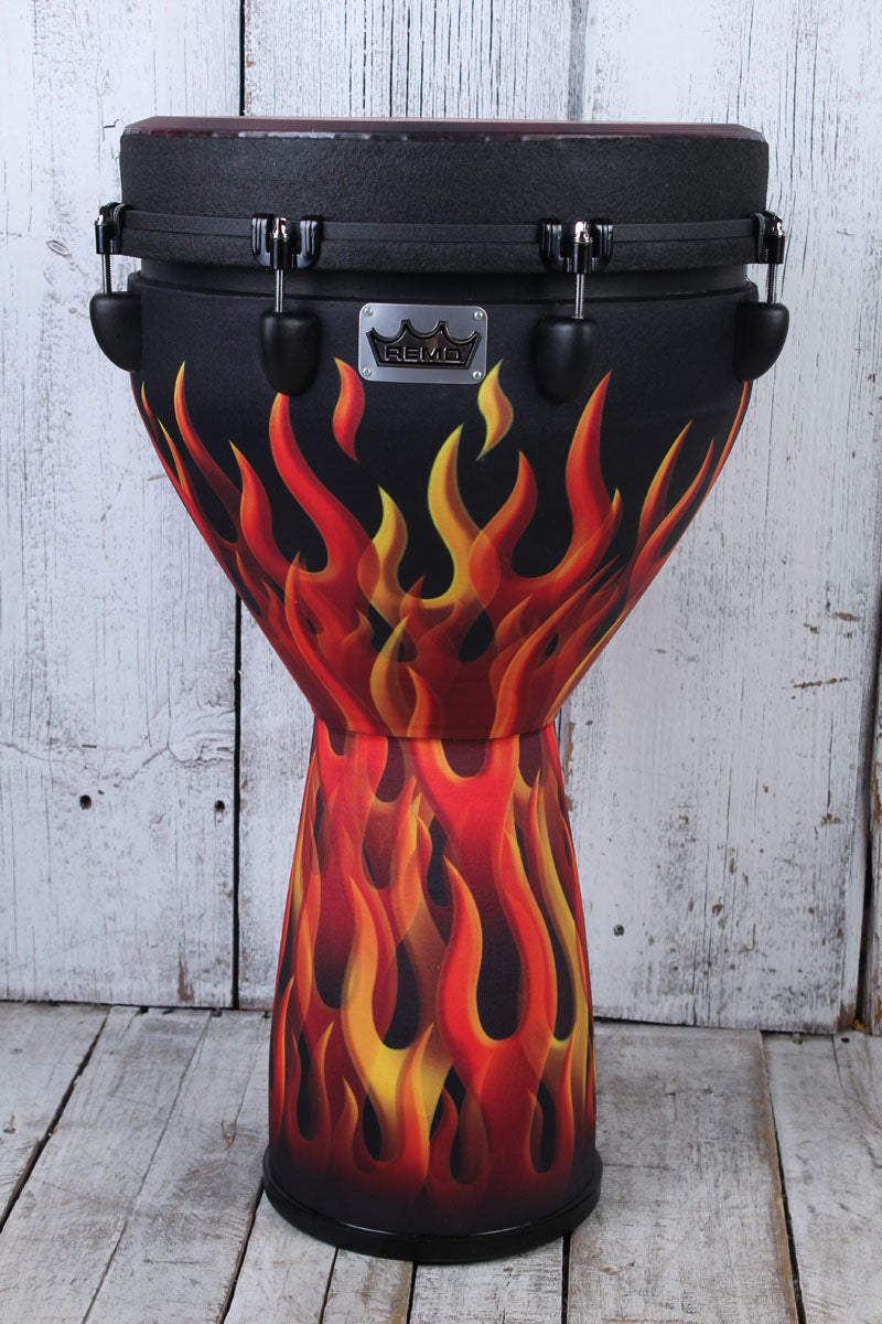 Remo Mondo Djembe Flame 14 Inch Tunable Djembe Hand Drum Percussion