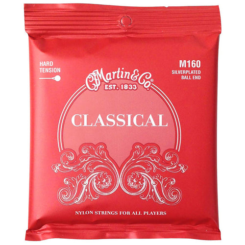 Martin M160 Silver-Plated, Ball End Classical Crystal Nylon Strings - Hard Tension