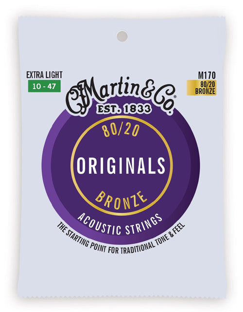 Martin M170 Traditional 80/20 Bronze Acoustic Guitar Strings - Extra Light