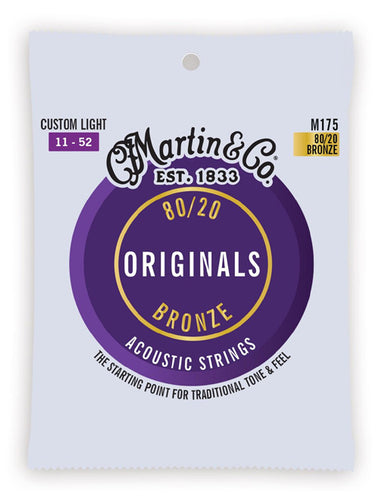 Martin M175 Traditional 80/20 Bronze Acoustic Guitar Strings - Custom Light