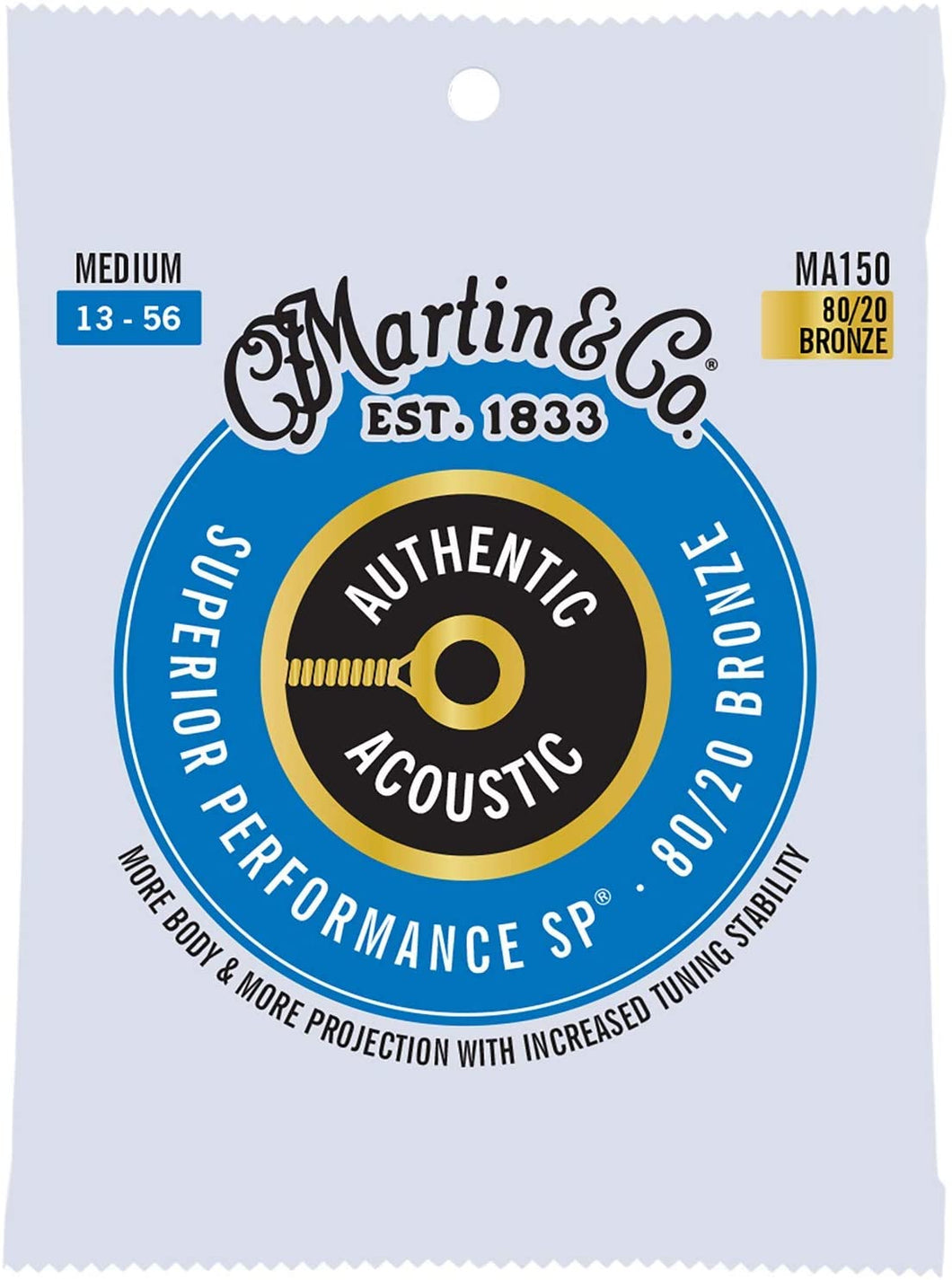 Martin MA150 Authentic 80/20 Bronze Acoustic Guitar Strings - Medium