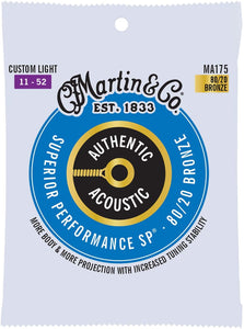 Martin MA175 Authentic 80/20 Bronze Acoustic Guitar Strings - Custom Light