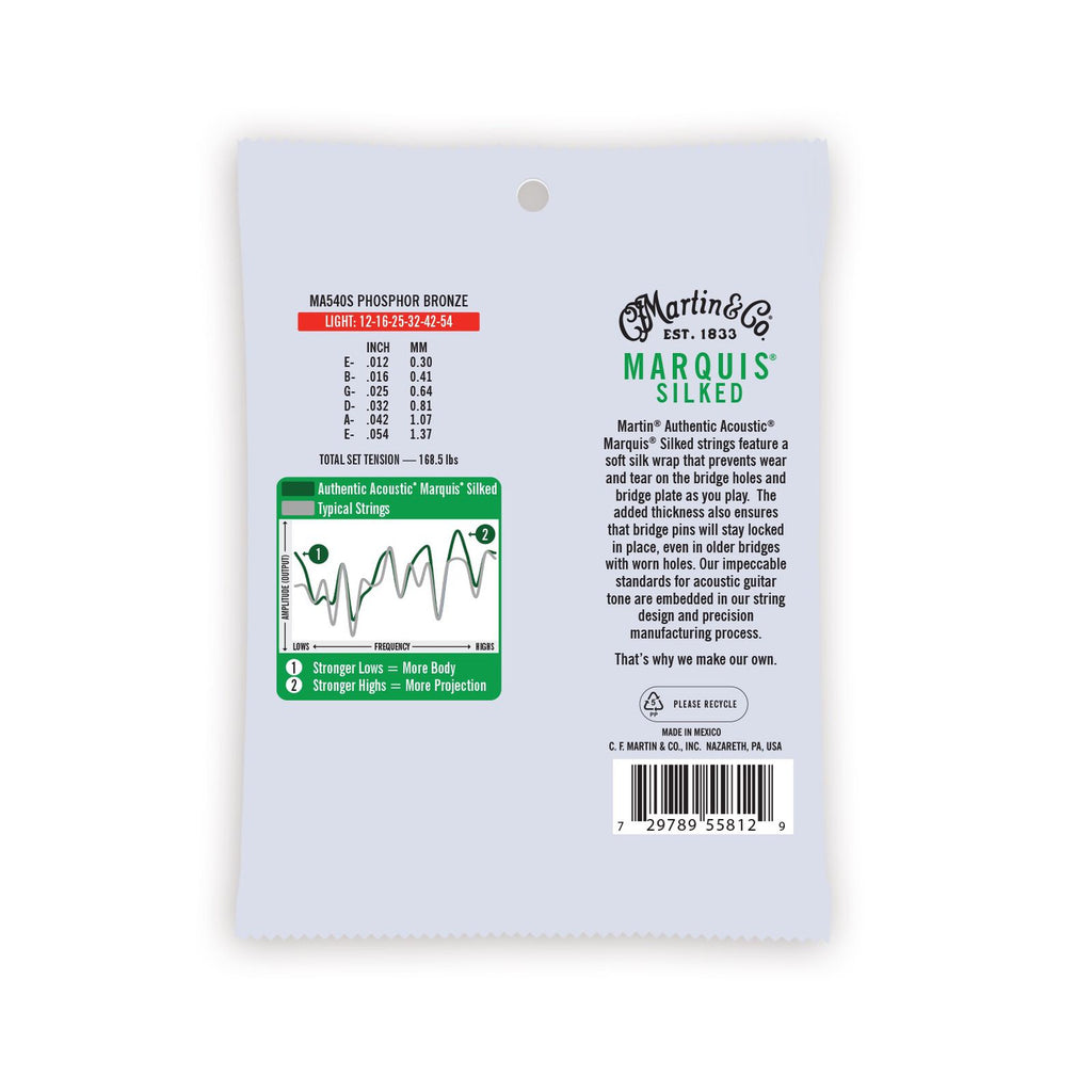 Martin MA540S Marquis Silked Phosphor Bronze Acoustic Guitar Strings - Light