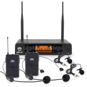 Nady DW-22 Dual Digital Wireless Microphone System with 2 Lapel & 2 Headset Mics