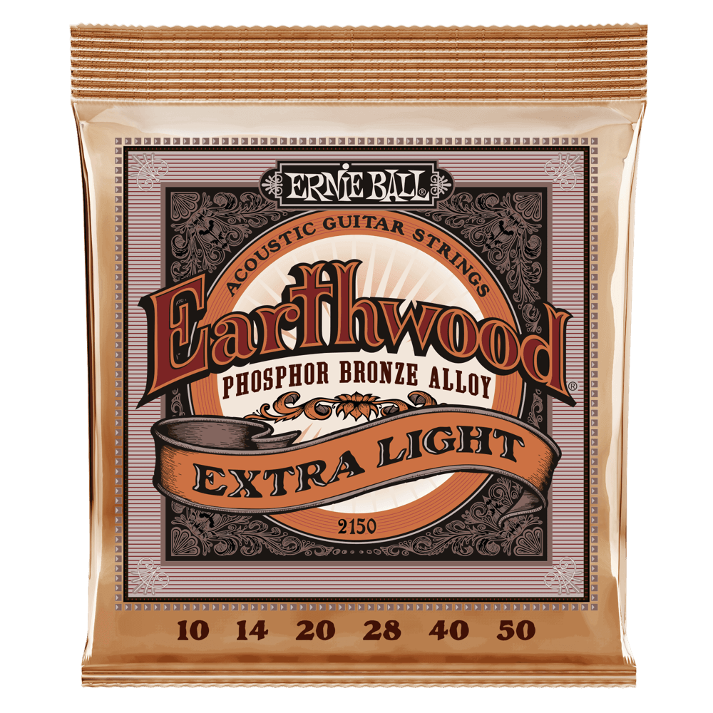 Ernie Ball 2150 Earthwood Phospher Bronze Acoustic Guitar Strings - Extra Light, 10/50