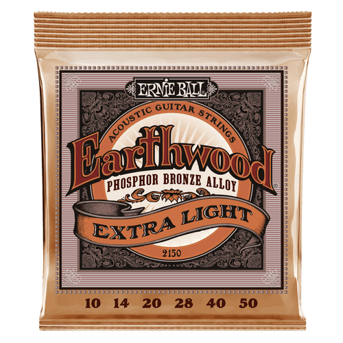 Ernie Ball 2150 Earthwood Phospher Bronze Acoustic Guitar Strings - Extra Light, 10/50