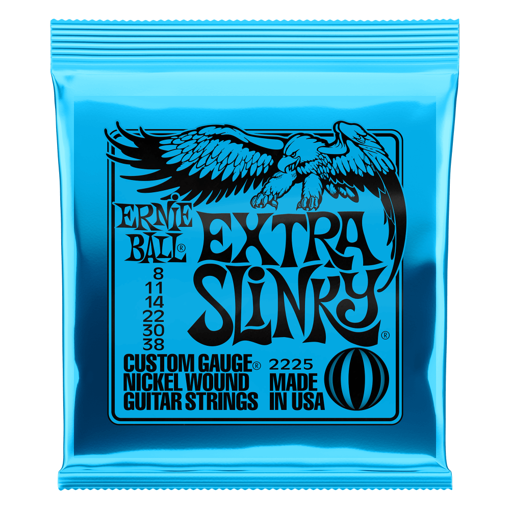 Ernie Ball 2225 Extra Slinky Nickel Wound Electric Guitar Strings, 08-38