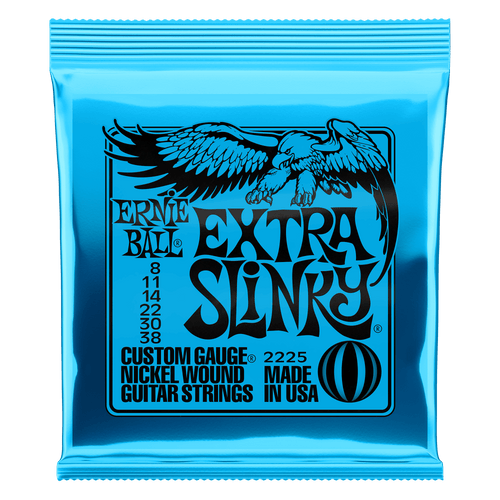 Ernie Ball 2225 Extra Slinky Nickel Wound Electric Guitar Strings, 08-38