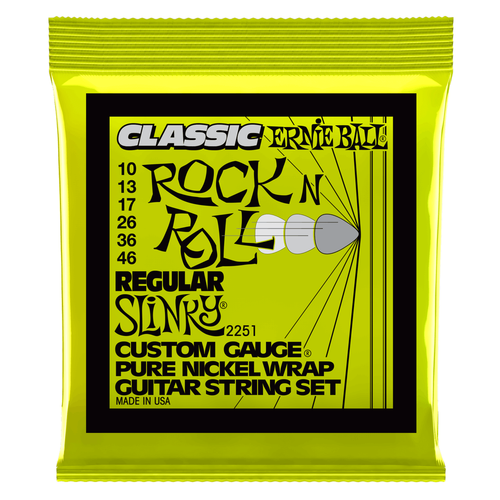 Ernie Ball 2251 Classic Rock n Roll Regular Slinky Nickel Wound Electric Guitar Strings, 10-46