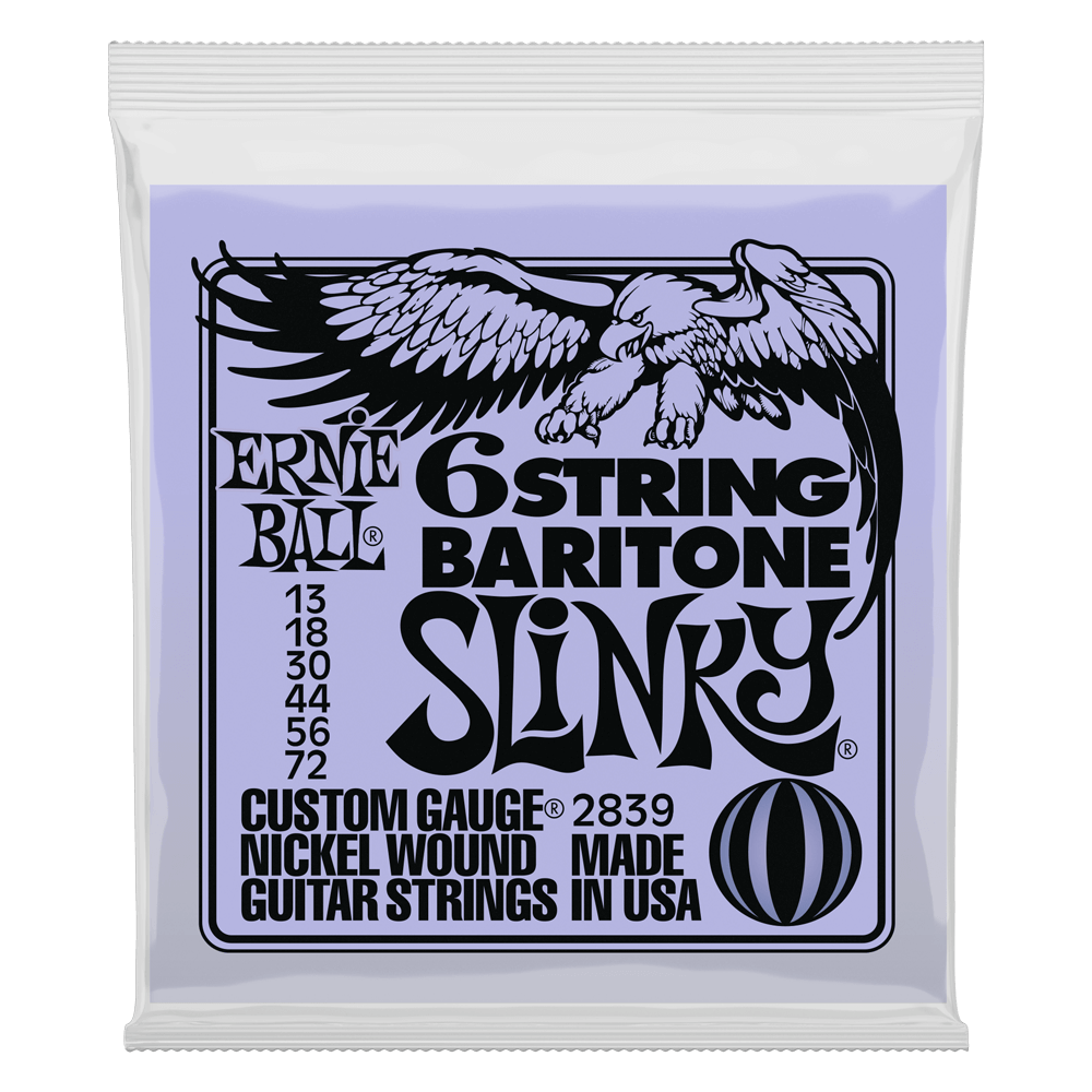 Ernie Ball 2839 6-String Baritone Slinky Nickel Wound Electric Guitar Strings, 13-72 Main image