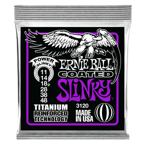 Ernie Ball 3120 Coated Titanium Power Slinky Electric Guitar Strings, 11-48