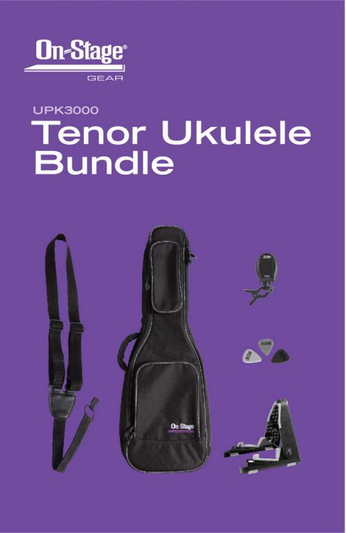 On-Stage Tenor Ukulele Accessory Bundle Gig Bag Strap Tuner Picks and Stand
