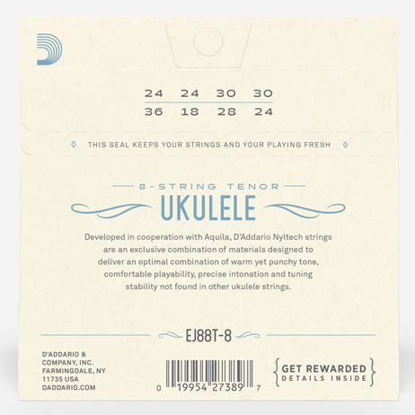 D'Addario EJ88T-8 Nyltech Tenor Ukulele Strings - 8 String