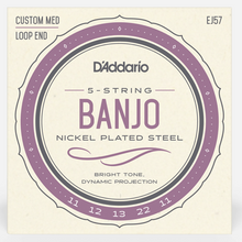 Load image into Gallery viewer, D&#39;Addarrio EJ57 Nickel Plated Banjo Strings - Custom Medium