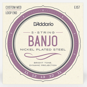 D'Addarrio EJ57 Nickel Plated Banjo Strings - Custom Medium