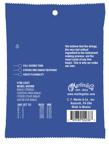 Martin Vega 5-String Light Banjo Strings