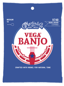 Martin Vega Monel Banjo Strings - Medium 10 Gauge