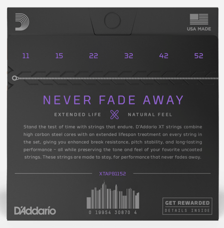 D'Addario XTAPB1152 XT Phosphor Bronze Acoustic Guitar Strings - Custom Light, 11/52 Secondary image