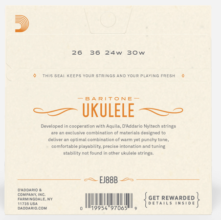 D'Addario EJ88B Nyltech Baritone Ukulele Strings - 26/30