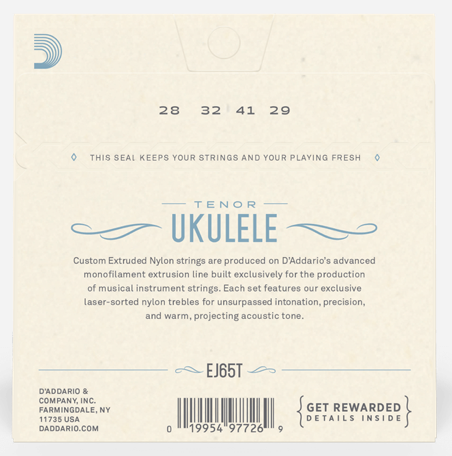 D'Addario EJ65T Clear Nylon Tenor Ukulele Strings