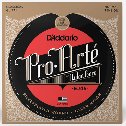 D'Addario EJ45 Pro-Arte Silver Plated Wound, Nylon Core Classical Guitar Strings, Normal Tension Main image