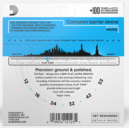 D'Addario EFT16 Phosphor Bronze Flat Top Acoustic Guitar Strings - Light, 12/53 Secondary image