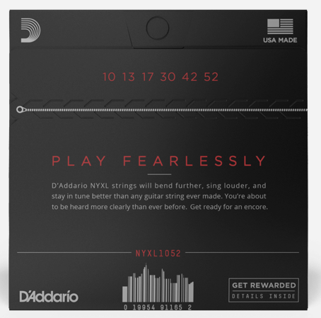 D'Addario NYXL1052 Nickel Wound Electric Guitar Strings - Light Top/Heavy Bottom, 10/52